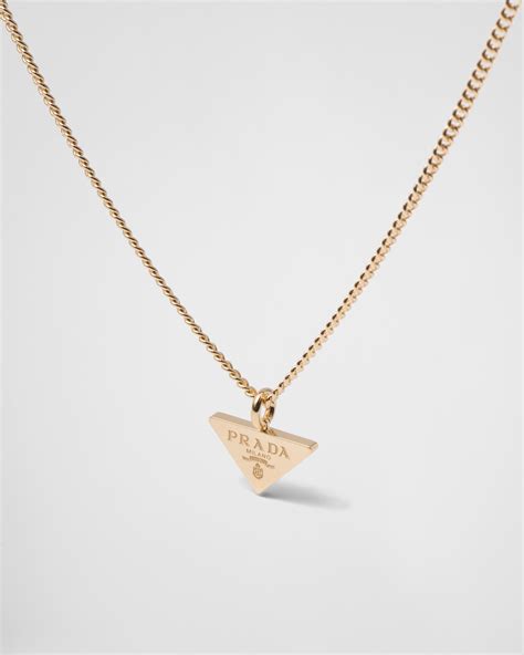 prada necklace triangle gold|prada necklace triangle black.